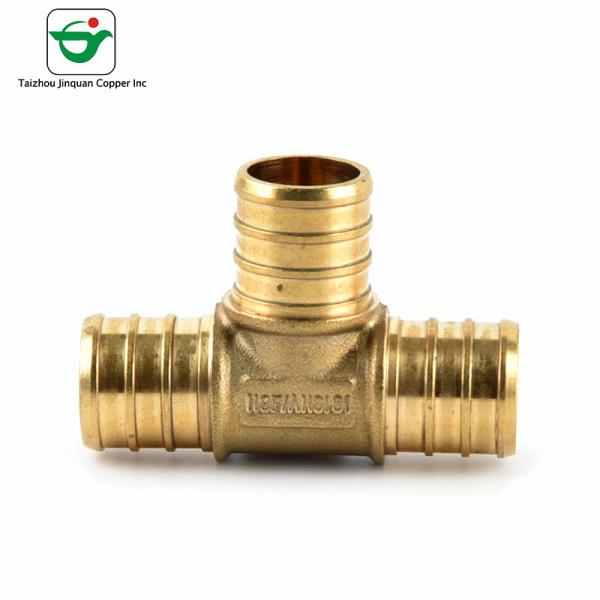 Lightweight 1/2''×1/2X3/4 Brass Reducing Tee Pex Barb Fitting