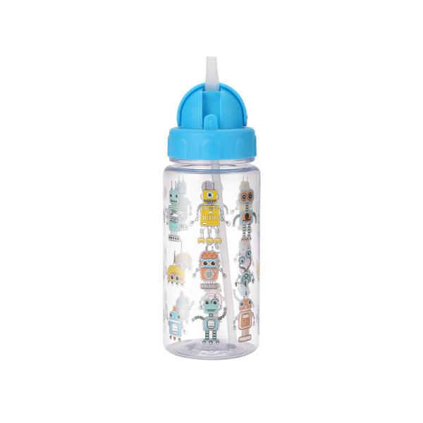 2025 New Style Children's Plastic Cup With Straw Direct Drinking Water Bottle Shoulder Strap Portable Student Summer Helmet Water Cup