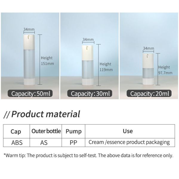 Refillable 30ml Skincare Essential Oil Serum Container 50ml 2oz Plastic Airless Cosmetic Cream Lotion Pump Bottle 100ml