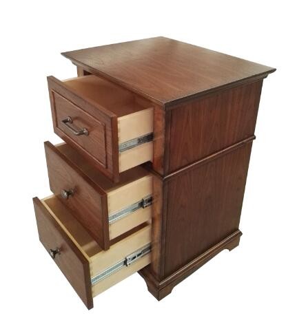3 Drawer Hotel Bedside Tables For Bedroom Furniture , Walnut Veneer