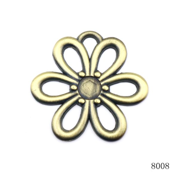 Brushed Anti Brass Flower Shape Metal Logo Tag Zinc Alloy Tags For Handbags Hardware Accessories