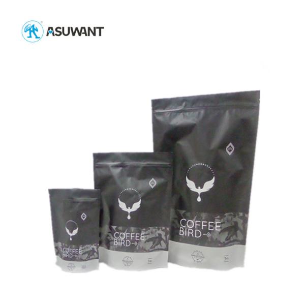 Matte Black Metallic Coffee Tea Bag Food Packaging Biodegradable Stand Up Pouch
