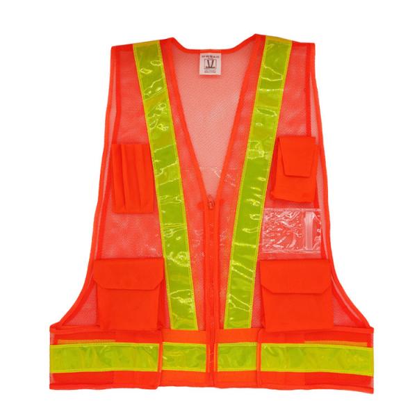 Vestes de sécurité à réflexion orange construction Veste à haute visibilité Fermeture à fermeture à glissière