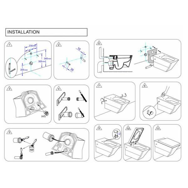 Tamaño montado en la pared SWA925 del wc 535*344*360m m de la acción sanitaria de las mercancías