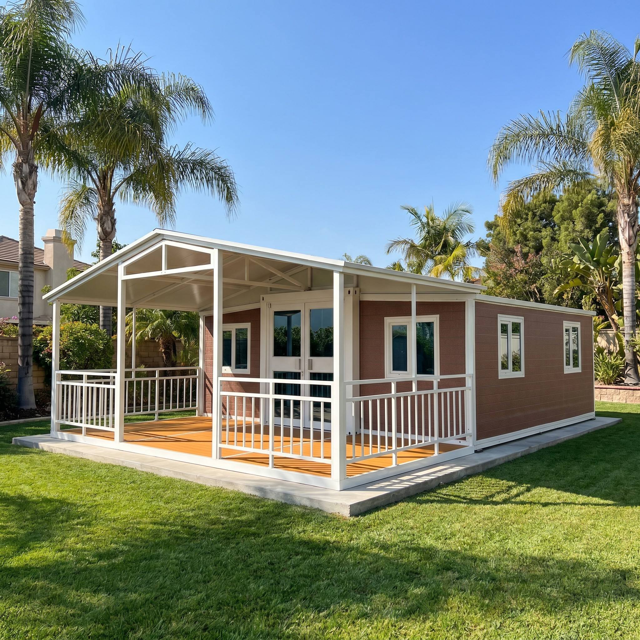 20FT Resort Cabin Expandable Container House – Pitched Roof & Porch Edition