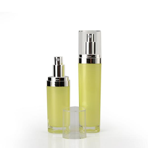 Yellow Round PET Lotion Cosmetic Airless Pump Bottle