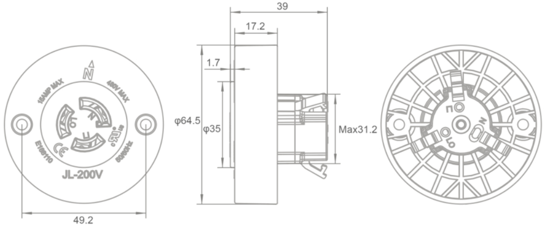 15A High Current Load Photocontrol Receptacle Plug In Connection NEMA 3P