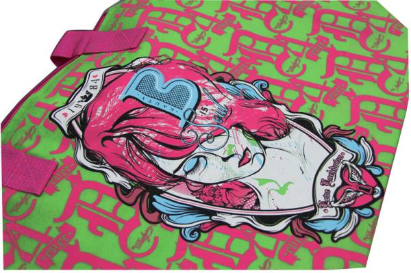 75g Silk screen printing beauty elipe shape sea beach zipper non woven carry bag