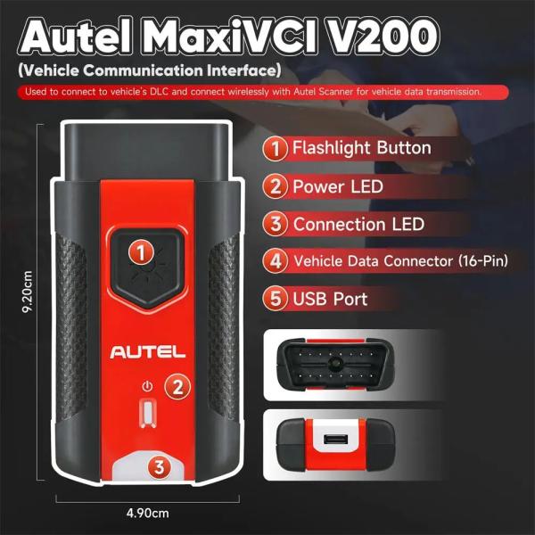 Autel MaxiVCI V200 Bluetooth используется с диагностическими планшетами MS906 PRO и ITS600