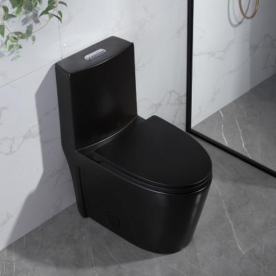 Matt Black One-Piece Compact Elongated Dual-Flush Toilet With Skirted Trapway