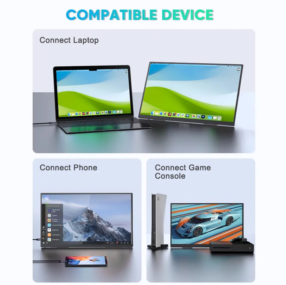 Ultra Slim Ips портативный USB C сенсорный монитор 18,5 дюйма 1080P HDR путешествия второй монитор