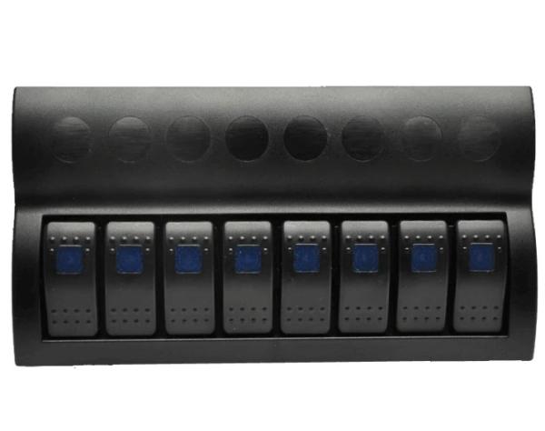 Marine Boat Splashproof Switch Panel 8 Gang With Led Indicator Rocker Auto Fuses