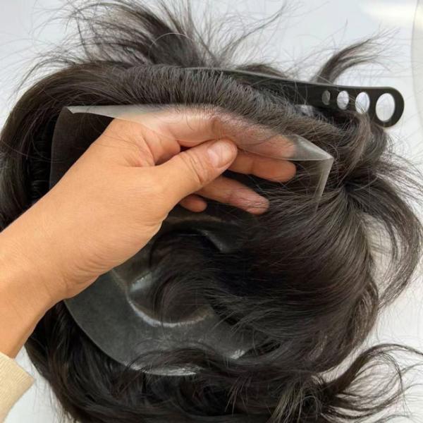 100% virgem mono masculino de cabelo de substituição perucas topper parede de cabelo Full PU