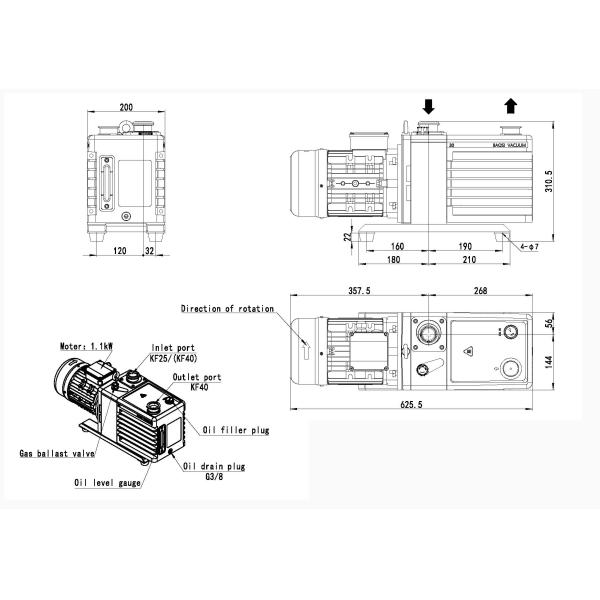 2 Etapas de la bomba de vacío de tipo de abanico industrial lubricado con aceite