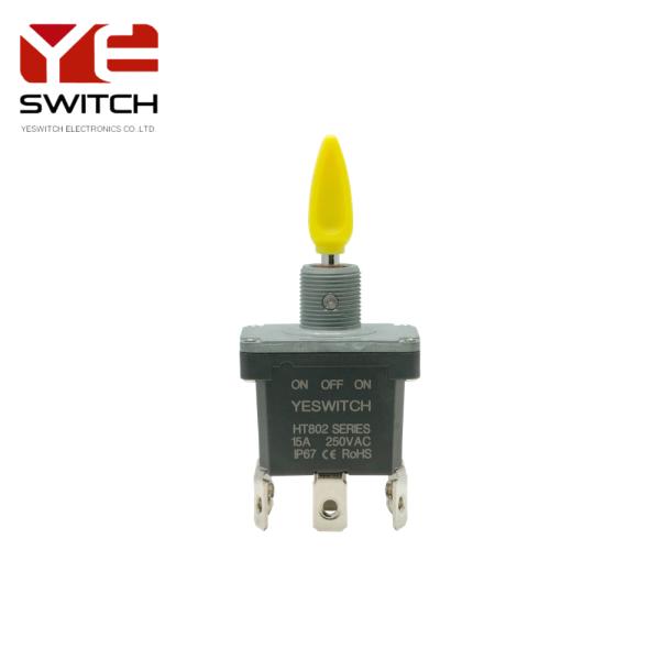 Yellow Handle Industrial Metal Toggle Switch With Outer Screw Terminal