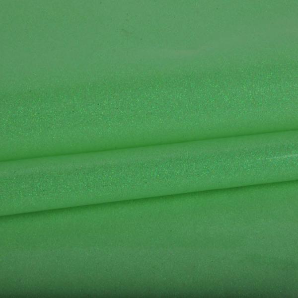 Plain Green Glitter Fabric For Dresses , Pvc Finished Thick Glitter Fabric