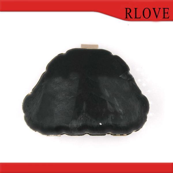 Ladies purse leather product gold color evening bag box metal frame