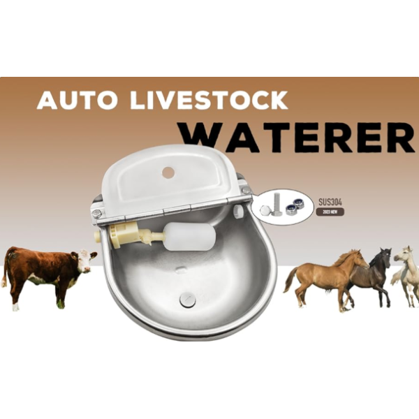 Livestock Waterer Powder Coated Corrosion Resistant Drinking Trough Easy to Connect With Farm Water Supply System for Cattle Cow Barn Use