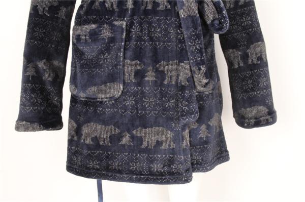Printed Womens Full Length Hooded Bathrobe Ladies Thick Fluffy Dressing Gown