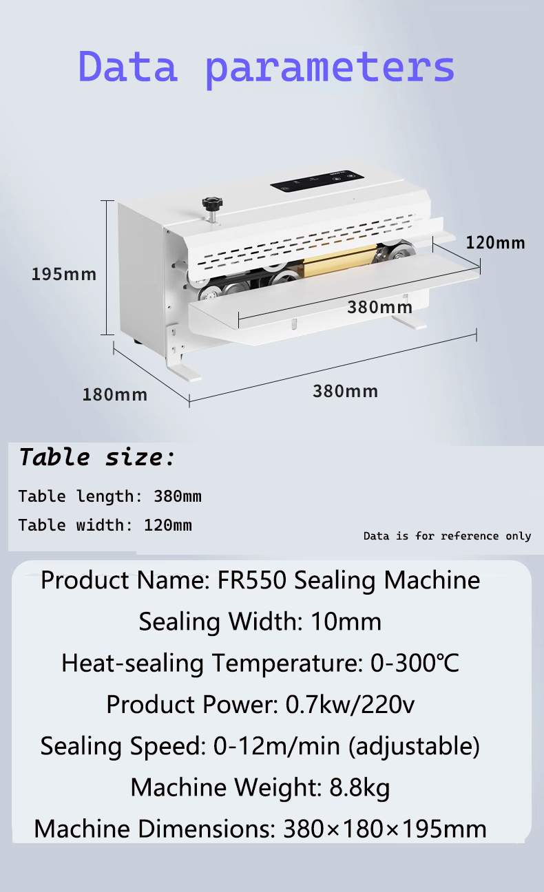 HIPAC FR580 Mini Portable Heat Sealer with 12mm Seal Width for Plastic Film Foil Pouch Bags