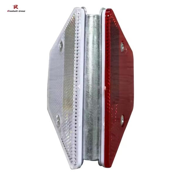 Galvanized Hot dip Trapezoid Guardrail with Solar Delineator Post and Reflective Panel for Highway Roadside Traffic Safety Guidance