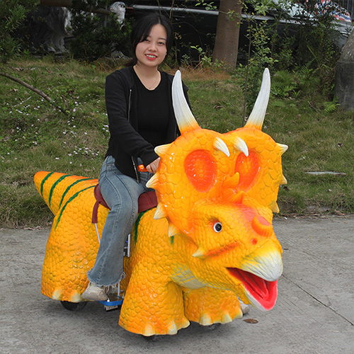 Coin Operated Cartoon Ride On Toy Kids Attraction Riding Dinosaur Scooter