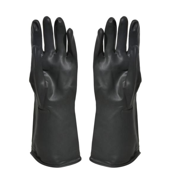 Customized Heavy Duty Black Rubber Gloves Flocklined For Automotive