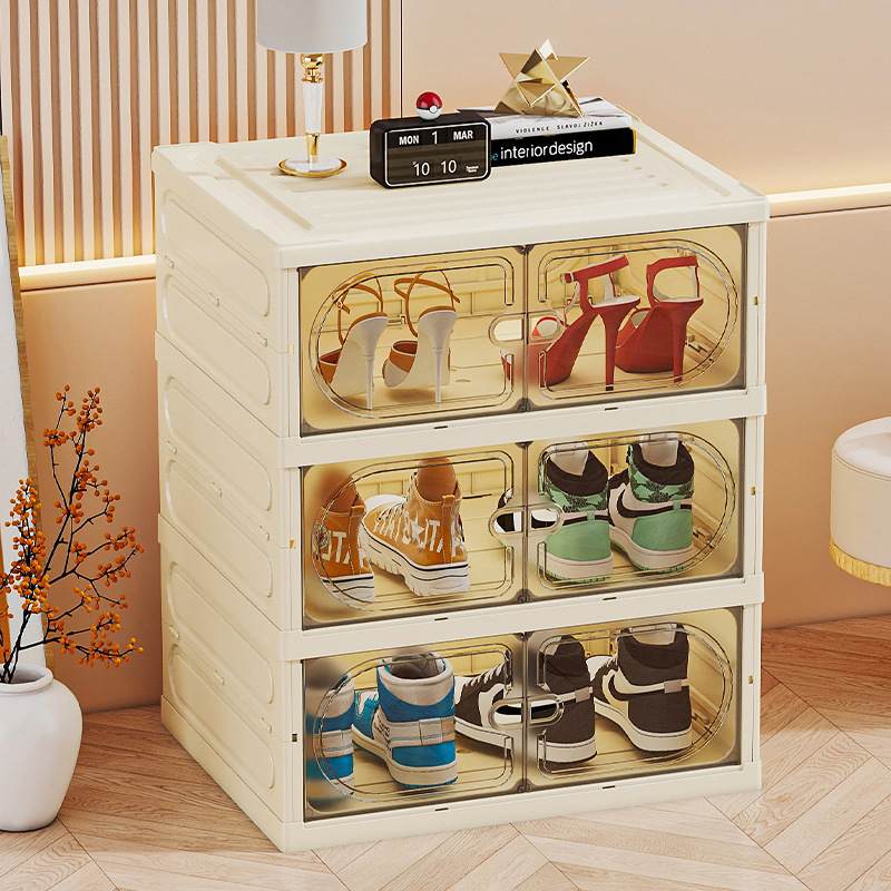 Multifunctional Entryway Shoe Storage Foldable Transparent Acrylic Box Dustproof Minimalist Organizer for Home Clear Shoe Case