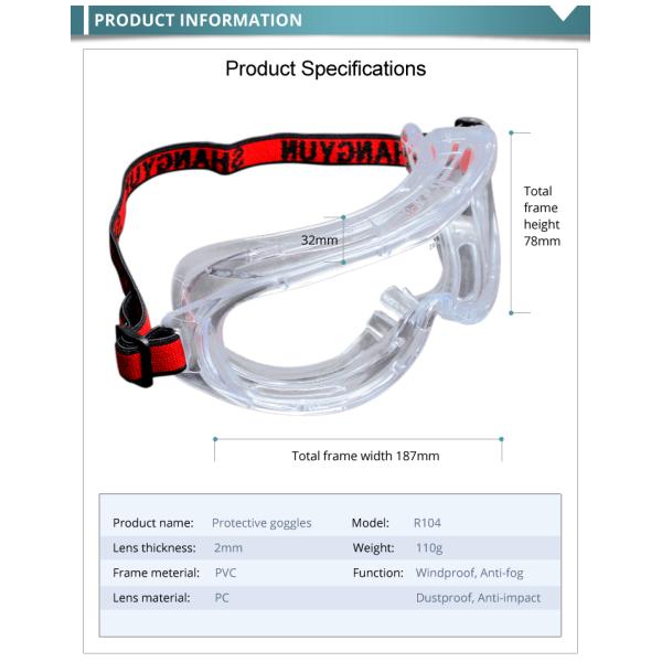 Durable Medical Protective Goggles , Anti Fog Eye Protection Goggles