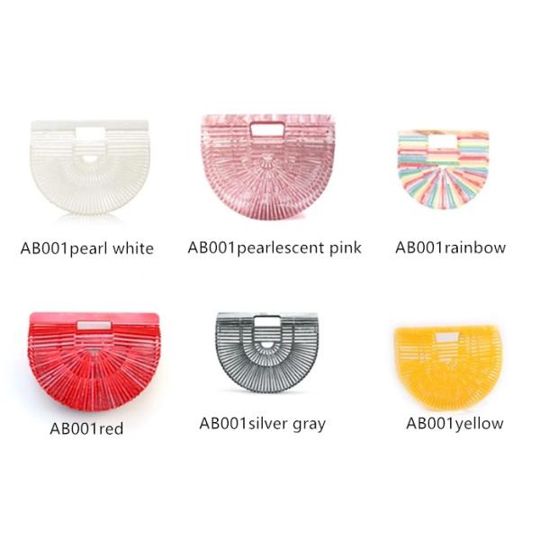 Summer Beach Tote Bag Handmade Acrylic Half Moon Round Hollow Out Basket Handbag