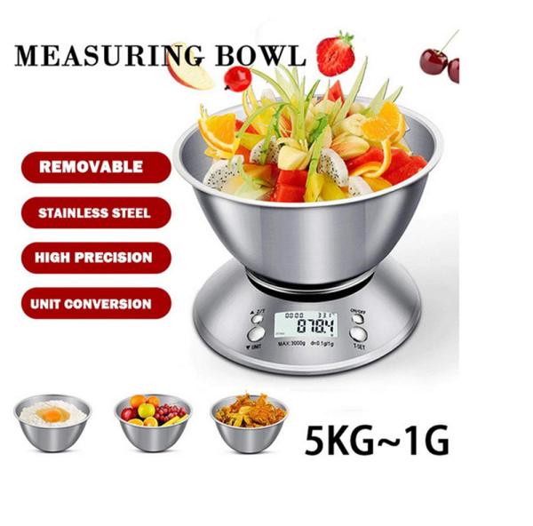Balances de cuisine en acier inoxydable numérique détachables alimentées par des piles 2*AAA pour la pesée domestique et hôtelière