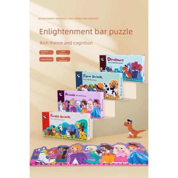 Enlightenment 26 Letters Striped Puzzles Children's Educational Toys Early Cognitive Double-sided Cartoon Animal Jigsaw