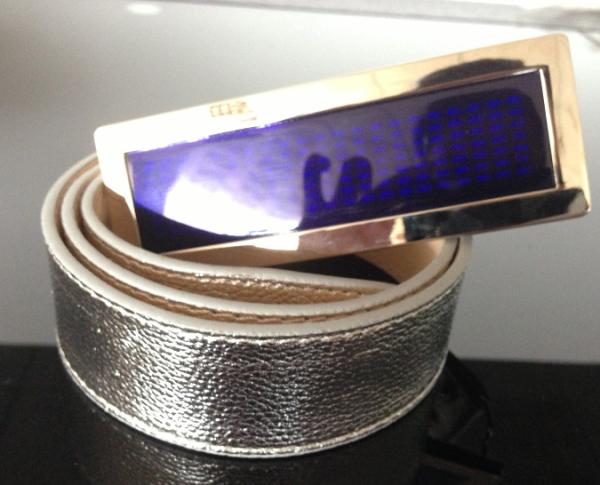 Silver belt with Flashing LED message belt bucke