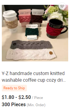Y-Z Neutral Color Reusable Farm House Crochet Coffee Sleeve Cup Cozy with Wood Buttons