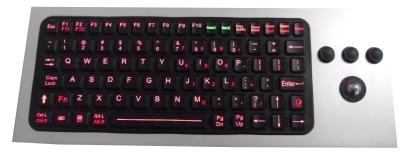 86 chaves IP68 waterproof o teclado industrial do silicone com o teclado selado trackball