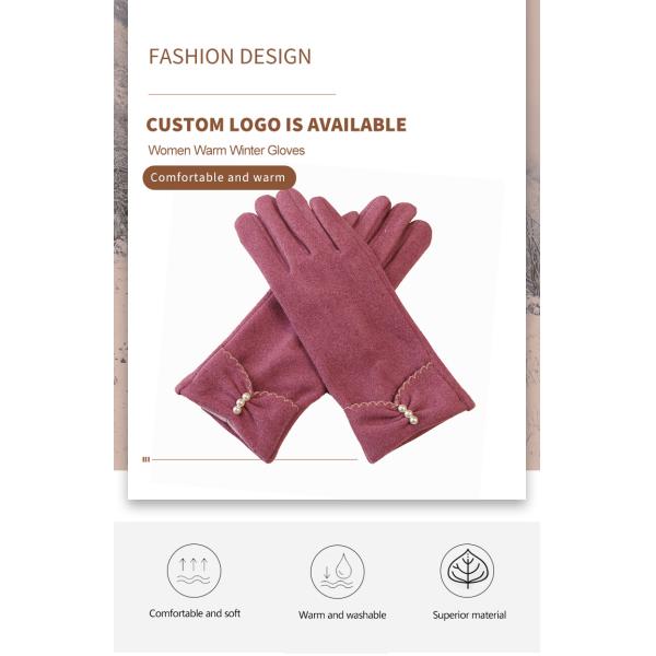 Guantes cálidos a prueba de viento para mujer, mitones Peral elegantes, moda femenina para mujer