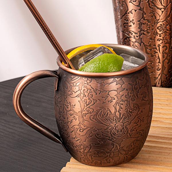 Moscow Mule Mug Baroque Style Stainless Steel Wine Mug With Handle