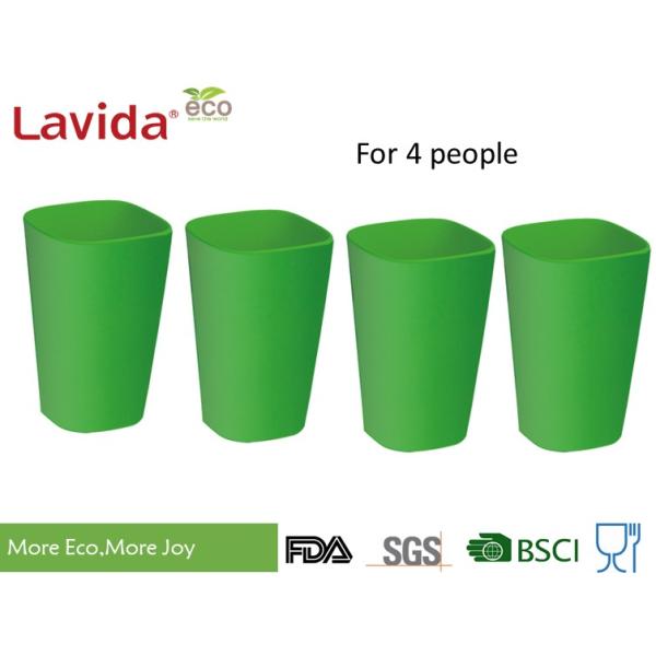 Outdoor Indoor Green Bamboo Fiber Cup , Square Shape Bamboo Travel Coffee Mug