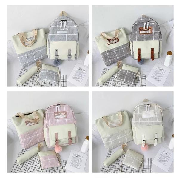 Women Travel Backpack Sets 4pc Sturdy Laptop Backpack Teens Canvas