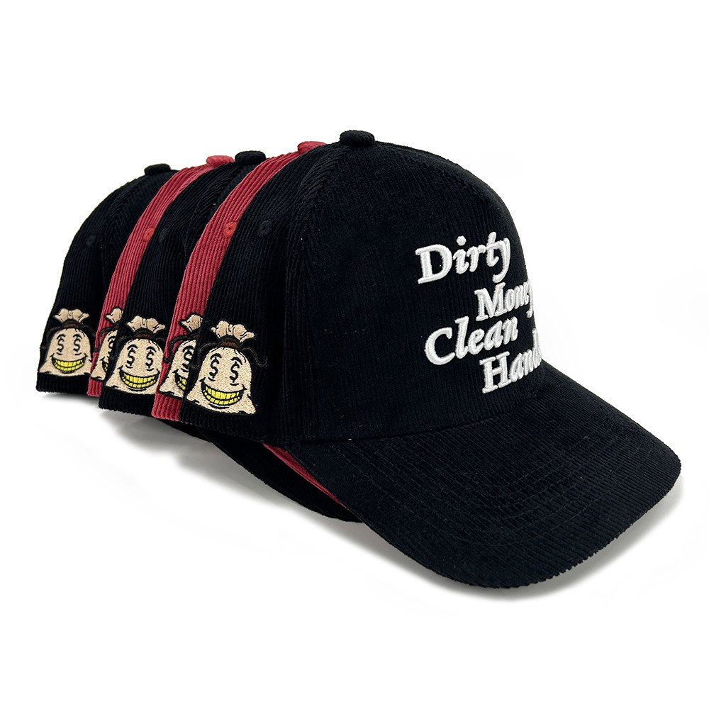 Custom Baseball Caps 3D Puff Embroidery Logo Sport 5 Panel Corduroy Design