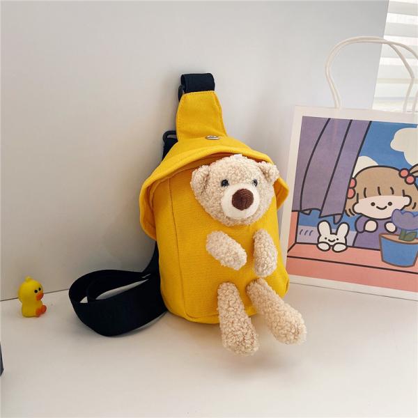 Mini Canvas Bag 2024 Cross-body Cute Bear Chest Bag for Boys and Girls Customized Color