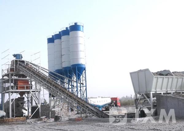 75 M3/H Portable Concrete Plant  / Portable Cement Plant Unwanted Foundation
