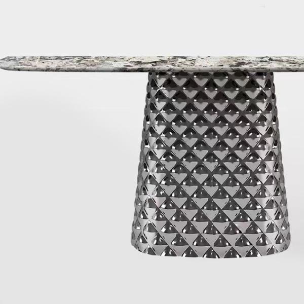 Mirror Type Reflective Console Table 380mm Width Marble Look