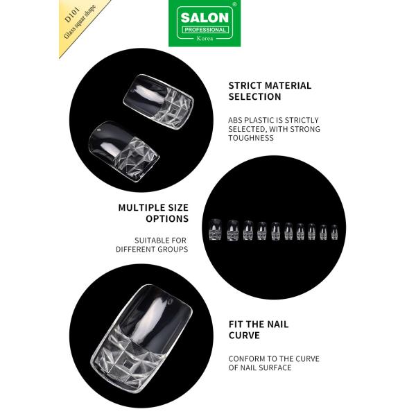 500PCS/Box Clear False Coffin Nails Acrylic Nail Tips Short Square Gel Nails Extension System Half Cover Nails