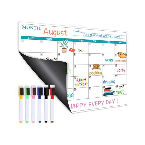 Magnetic Fridge Calendar dry erase surface monthly planner designed for refrigerator with stain resistant coating and easy wipe clean