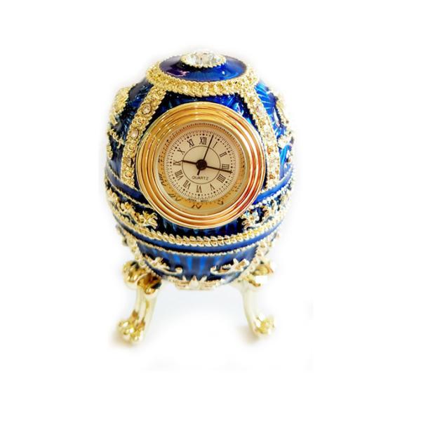 Easter blue Russian faberge egg jewelry trinket ring box Vintage decor metal crafts birthday Gift for Christmas gifts