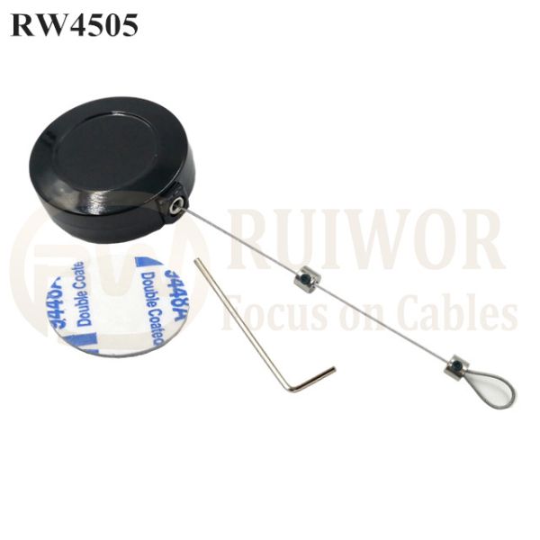 RW4505 Round Mini Display Pull Box Plus Adjustalbe Lasso Loop End By Small Lock And Allen Key