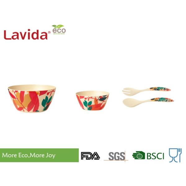 Round Shape Bamboo Fiber Dinnerware High Strength Fashionably Christmas Colors Design