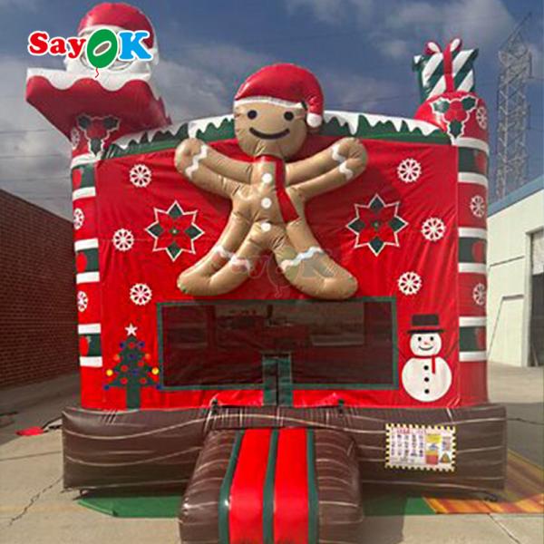 Desenho 3D Grátis 0,55mm PVC Tarpaulin Natal inflável Bouncing Castle Pão de gengibre Casa de salto com sopro