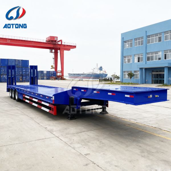 3 4 Axles LowBed Gooseneck Excavator Transport Low Bed Semi Trailer 100 Tons Lowbed Truck Trailer